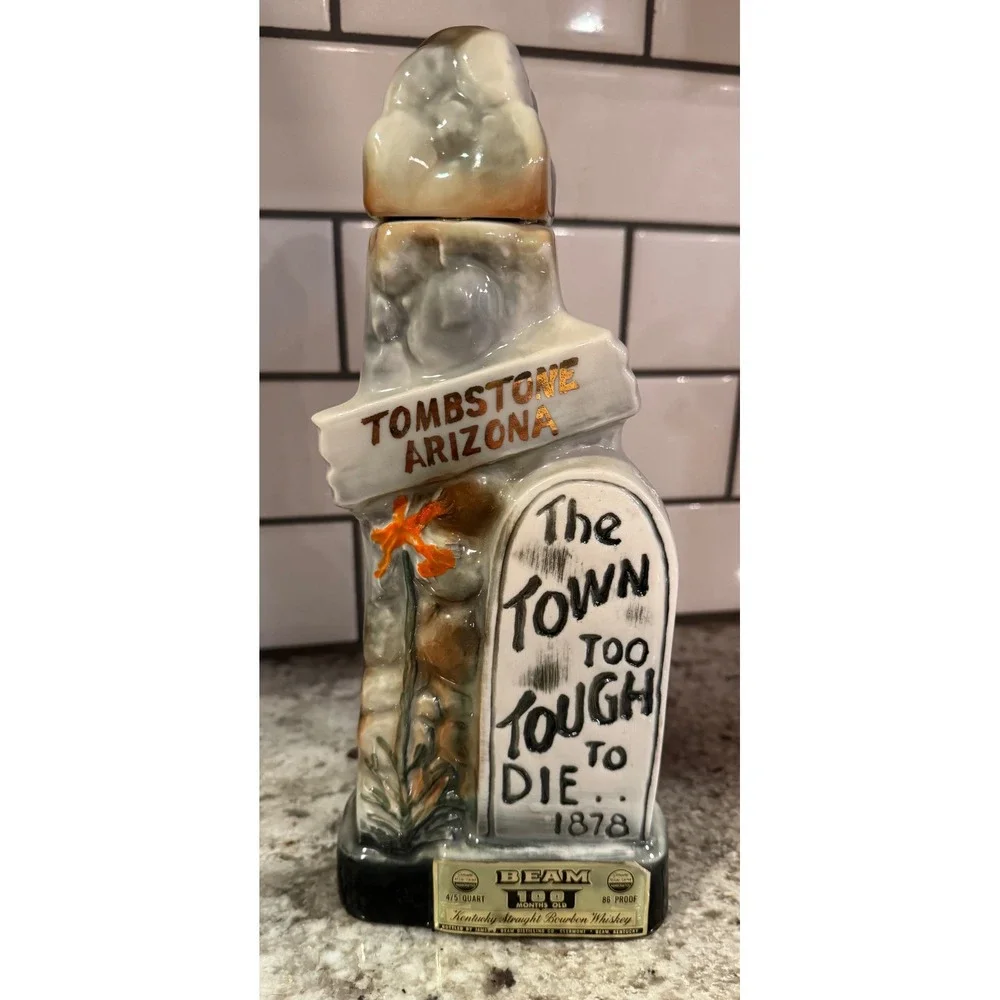 Vintage Jim Beam Tombstone Arizona Decanter Town Too Tough To Die Regal China